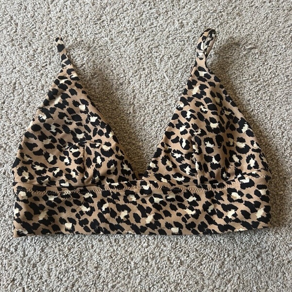 Aerie Leopard Print Triangle Bathing Suit Top Size Small - Picture 3 of 6